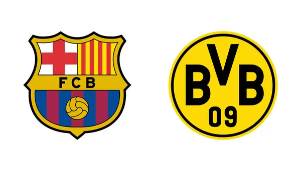 FC Barcelona ve Borussia Dortmund Resmi Logoları - Editoryal Kullanım Sadece