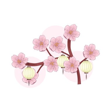 Pembe yapraklarıyla güzel kiraz çiçekleri, bu çiçekler göz kamaştırıcı ve huzurlu bir atmosfer yaratıyor. Tam çiçek açtığında, çevreyi fenerler süslüyor..