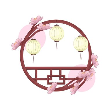 Pembe yapraklarıyla güzel kiraz çiçekleri, bu çiçekler göz kamaştırıcı ve huzurlu bir atmosfer yaratıyor. Tam çiçek açtığında, çevreyi fenerler süslüyor..