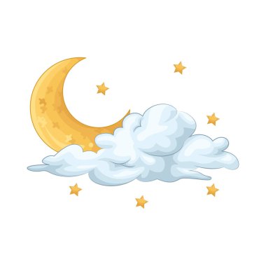 Gece gökyüzünde ay ışığı ve parıldayan yıldızlarla aydınlanan güzel beyaz bulutlar yavaşça süzülür. Bulutlar pofuduk pamuk topları gibi görünüyor. Güzel ve huzurlu bir atmosfer yaratıyorlar..