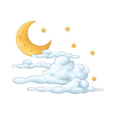 Gece gökyüzünde ay ışığı ve parıldayan yıldızlarla aydınlanan güzel beyaz bulutlar yavaşça süzülür. Bulutlar pofuduk pamuk topları gibi görünüyor. Güzel ve huzurlu bir atmosfer yaratıyorlar..