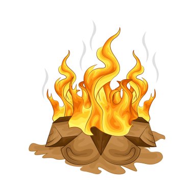 Alevli bir kamp ateşi, parlak bir ışık. Ateş çatırdadı ve kükredi, turuncu ve sarı alevler yukarı doğru dans ediyordu. Tahta şiddetle yanarken havaya kıvılcımlar saçılıyor..