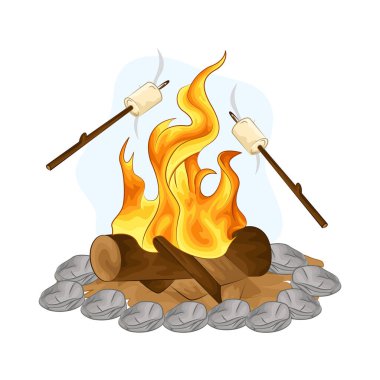 Alev alev yanan bir kamp ateşinde lokum kızartıyorlar. Parıldıyorlar. Ateş çatırdadı ve kükredi, turuncu ve sarı alevler yukarı doğru dans ediyordu. Tahta şiddetle yanarken havaya kıvılcımlar saçılıyor..