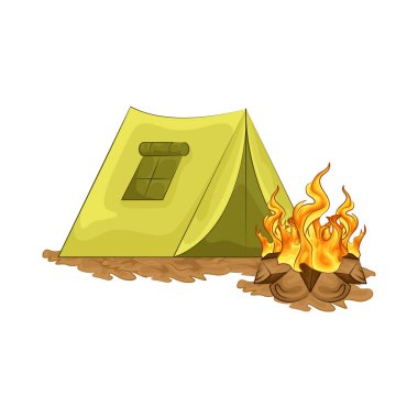 Çadırın yanında parlayan bir kamp ateşi vardı. Ateş çatırdadı ve kükredi, turuncu ve sarı alevler yukarı doğru dans ediyordu. Tahta şiddetle yanarken havaya kıvılcımlar saçılıyor..