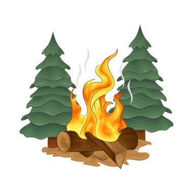 Alevli bir kamp ateşi, parlak bir ışık. Ateş çatırdadı ve kükredi, turuncu ve sarı alevler yukarı doğru dans ediyordu. Tahta şiddetle yanarken havaya kıvılcımlar saçılıyor..