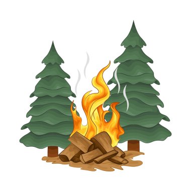 Alevli bir kamp ateşi, parlak bir ışık. Ateş çatırdadı ve kükredi, turuncu ve sarı alevler yukarı doğru dans ediyordu. Tahta şiddetle yanarken havaya kıvılcımlar saçılıyor..