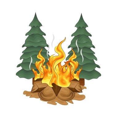 Alevli bir kamp ateşi, parlak bir ışık. Ateş çatırdadı ve kükredi, turuncu ve sarı alevler yukarı doğru dans ediyordu. Tahta şiddetle yanarken havaya kıvılcımlar saçılıyor..