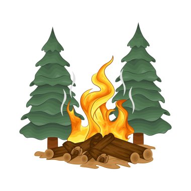 Alevli bir kamp ateşi, parlak bir ışık. Ateş çatırdadı ve kükredi, turuncu ve sarı alevler yukarı doğru dans ediyordu. Tahta şiddetle yanarken havaya kıvılcımlar saçılıyor..