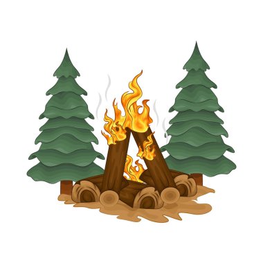 Alevli bir kamp ateşi, parlak bir ışık. Ateş çatırdadı ve kükredi, turuncu ve sarı alevler yukarı doğru dans ediyordu. Tahta şiddetle yanarken havaya kıvılcımlar saçılıyor..