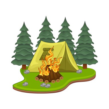 Çadırın yanında parlayan bir kamp ateşi vardı. Ateş çatırdadı ve kükredi, turuncu ve sarı alevler yukarı doğru dans ediyordu. Tahta şiddetle yanarken havaya kıvılcımlar saçılıyor..