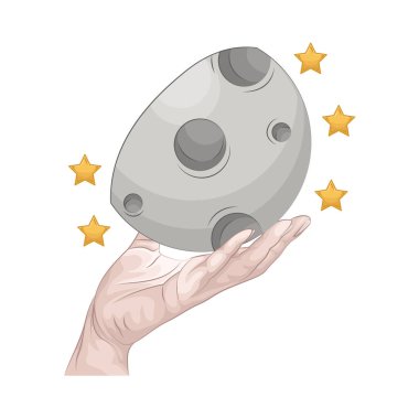 Güzel şekilli ay sakin ve yıldızlarla süslenmiş görünüyor. Açık bir gecede, ay ışıl ışıl parlar, barışçıl ve büyülü bir atmosfer yaratır..