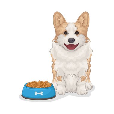 Büyük parlak gözleri olan sevimli ve sevimli bir köpek. Yumuşak kürklü ve sallanan kuyruklu.