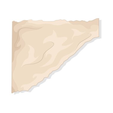 Bu yırtık kağıt pürüzsüz bir yüzeye sahip liften yapılmıştır. Bu kağıt eskimiş ve kahverengimsi görünüyor..