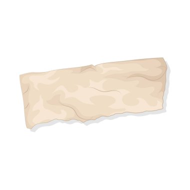 Bu yırtık kağıt pürüzsüz bir yüzeye sahip liften yapılmıştır. Bu kağıt eskimiş ve kahverengimsi görünüyor..