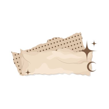 Düz yüzeyi olan liften yapılmış estetik yırtık kağıt. Bu kağıt eskimiş ve kahverengimsi görünüyor ama güzelliğini değiştirmiyor..