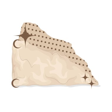 Düz yüzeyi olan liften yapılmış estetik yırtık kağıt. Bu kağıt eskimiş ve kahverengimsi görünüyor ama güzelliğini değiştirmiyor..