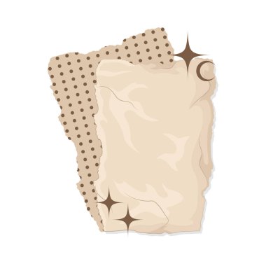 Düz yüzeyi olan liften yapılmış estetik yırtık kağıt. Bu kağıt eskimiş ve kahverengimsi görünüyor ama güzelliğini değiştirmiyor..