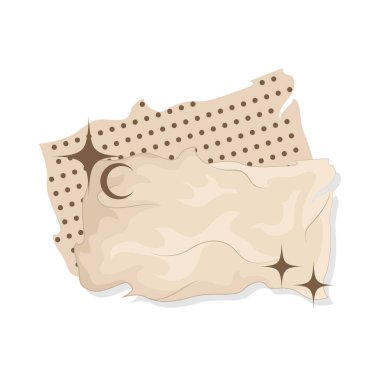 Düz yüzeyi olan liften yapılmış estetik yırtık kağıt. Bu kağıt eskimiş ve kahverengimsi görünüyor ama güzelliğini değiştirmiyor..