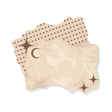 Düz yüzeyi olan liften yapılmış estetik yırtık kağıt. Bu kağıt eskimiş ve kahverengimsi görünüyor ama güzelliğini değiştirmiyor..