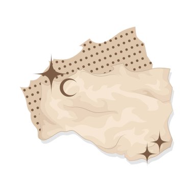 Düz yüzeyi olan liften yapılmış estetik yırtık kağıt. Bu kağıt eskimiş ve kahverengimsi görünüyor ama güzelliğini değiştirmiyor..