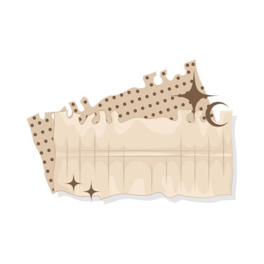 Düz yüzeyi olan liften yapılmış estetik yırtık kağıt. Bu kağıt eskimiş ve kahverengimsi görünüyor ama güzelliğini değiştirmiyor..