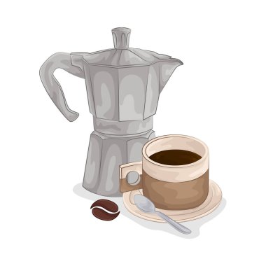 Renkli ve aromalı dumanı tüten bir fincan koyu kahve derin ve tatmin edici bir deneyim sunar..