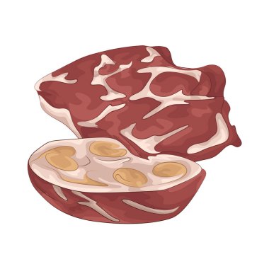 Nemli dokusu ve temiz görünüşüyle taze et. Bu taze et kırmızı renkte..