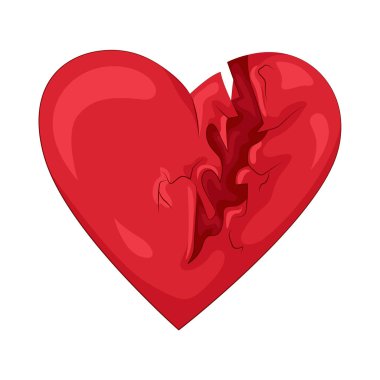 Çatlağın kenarlarında kırık bir kalp, derin acıyı sembolize eder ve içindeki üzüntüyü yansıtır..