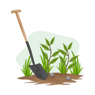 Kazmak ve toprak taşımak için tasarlanmış çok yönlü bir bahçe küreği. Sapında sağlam metal bir bıçak var..