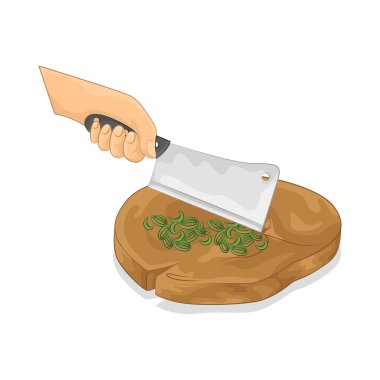 Kaliteli doğal ahşaptan yapılmış bir kesme tahtasında taze pırasa kesmek ve tüm yemek hazırlıkları için dayanıklı bir yüzeye sahip olmak..