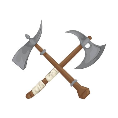 İki çapraz keskin balta gücü, birliği ve yeteneği simgeler. Her baltanın yüksek kalite çelikten dövülmüş ve ışıldayan ince bilenmiş bir bıçağı var. Ahşap saplar zarif bir şekilde kesilmiş, dayanıklı fonksiyonlarını sergiliyorlar..