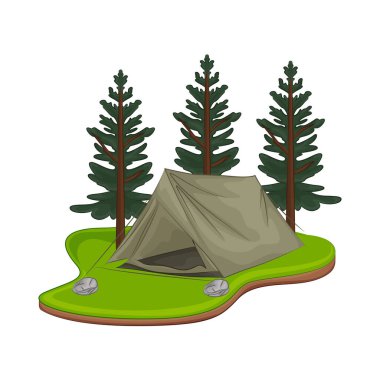 Bu kamp çadırı yumuşak çimenli bir yüzeye kurulmuş, açık havada yaşamak için rahat ve doğal bir temel sunuyor. Taze yeşilliklerle çevrelenmiş, çevresiyle sorunsuz bir şekilde harmanlanmış, huzurlu ve rahatlatıcı bir atmosfer yaratıyor..