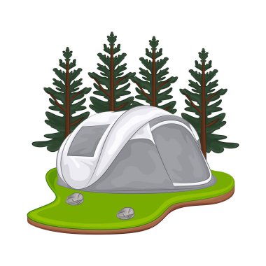 Bu kamp çadırı yumuşak çimenli bir yüzeye kurulmuş, açık havada yaşamak için rahat ve doğal bir temel sunuyor. Taze yeşilliklerle çevrelenmiş, çevresiyle sorunsuz bir şekilde harmanlanmış, huzurlu ve rahatlatıcı bir atmosfer yaratıyor..