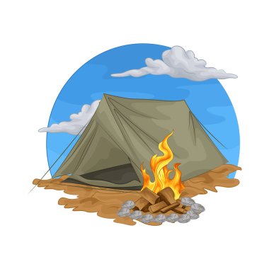 Çadırın yanında parlayan bir kamp ateşi vardı. Ateş çatırdadı ve kükredi, turuncu ve sarı alevler yukarı doğru dans ediyordu. Tahta şiddetle yanarken havaya kıvılcımlar saçılıyor..