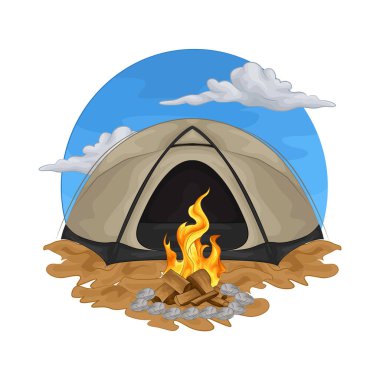 Çadırın yanında parlayan bir kamp ateşi vardı. Ateş çatırdadı ve kükredi, turuncu ve sarı alevler yukarı doğru dans ediyordu. Tahta şiddetle yanarken havaya kıvılcımlar saçılıyor..