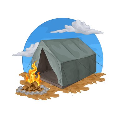 Çadırın yanında parlayan bir kamp ateşi vardı. Ateş çatırdadı ve kükredi, turuncu ve sarı alevler yukarı doğru dans ediyordu. Tahta şiddetle yanarken havaya kıvılcımlar saçılıyor..