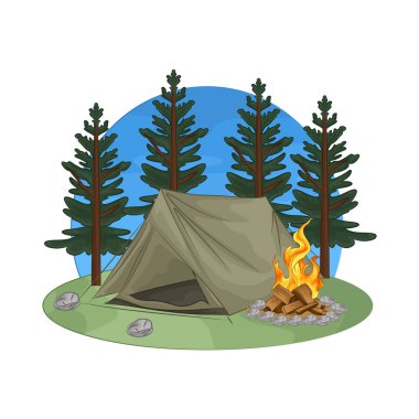 Çadırın yanında parlayan bir kamp ateşi vardı. Ateş çatırdadı ve kükredi, turuncu ve sarı alevler yukarı doğru dans ediyordu. Tahta şiddetle yanarken havaya kıvılcımlar saçılıyor..