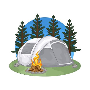 Çadırın yanında parlayan bir kamp ateşi vardı. Ateş çatırdadı ve kükredi, turuncu ve sarı alevler yukarı doğru dans ediyordu. Tahta şiddetle yanarken havaya kıvılcımlar saçılıyor..