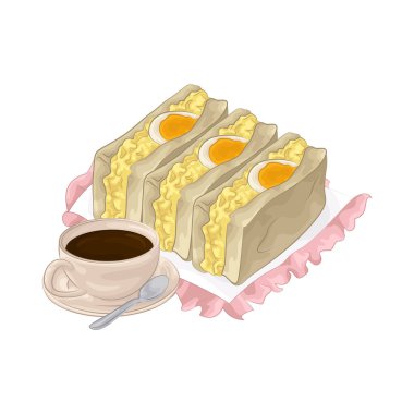 İki dilim yumuşak tostun arasına sıkıştırılmış taze, lezzetli malzemelerden yapılmış lezzetli bir yumurtalı sandviç..