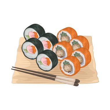 Suşi börekleri çok lezzetli görünüyordu, her parça mükemmel hazırlanmıştı.