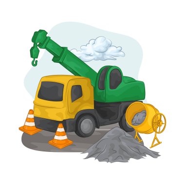 Mobil vinç büyük inşaat malzemelerinin taşınması için tasarlanmıştır..