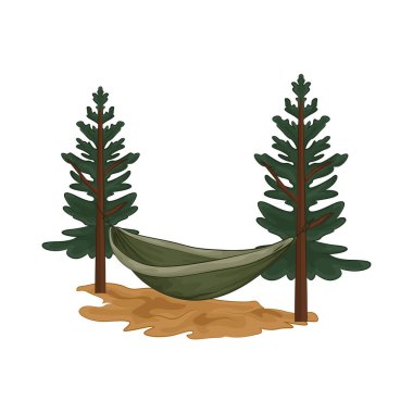 Ormanın ortasında uzun çam ağaçlarıyla çevrili rahat bir hamak ideal bir dinlenme yeri sunuyor..