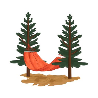 Ormanın ortasında uzun çam ağaçlarıyla çevrili rahat bir hamak ideal bir dinlenme yeri sunuyor..