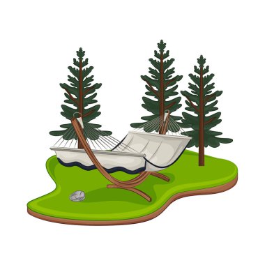 Ormanın ortasında uzun çam ağaçlarıyla çevrili rahat bir hamak ideal bir dinlenme yeri sunuyor..