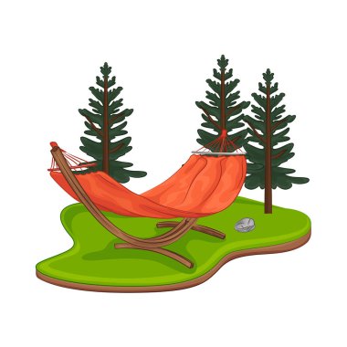 Ormanın ortasında uzun çam ağaçlarıyla çevrili rahat bir hamak ideal bir dinlenme yeri sunuyor..