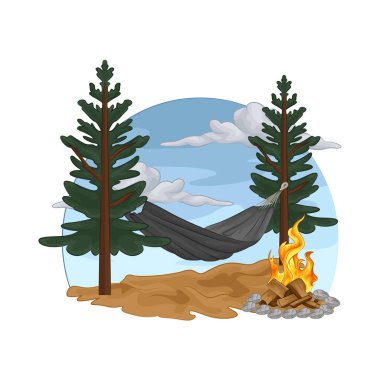 Ormanın ortasında uzun çam ağaçlarıyla çevrili rahat bir hamak ideal bir dinlenme yeri sunuyor..