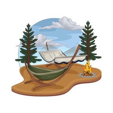 Ormanın ortasında uzun çam ağaçlarıyla çevrili rahat bir hamak ideal bir dinlenme yeri sunuyor..