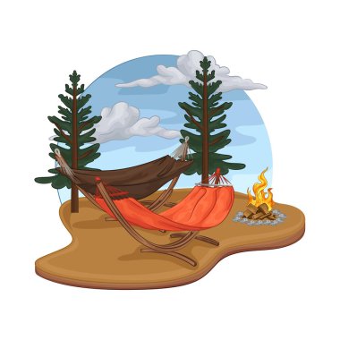 Ormanın ortasında uzun çam ağaçlarıyla çevrili rahat bir hamak ideal bir dinlenme yeri sunuyor..