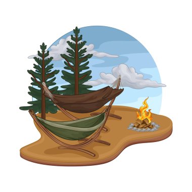 Ormanın ortasında uzun çam ağaçlarıyla çevrili rahat bir hamak ideal bir dinlenme yeri sunuyor..