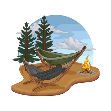 Ormanın ortasında uzun çam ağaçlarıyla çevrili rahat bir hamak ideal bir dinlenme yeri sunuyor..